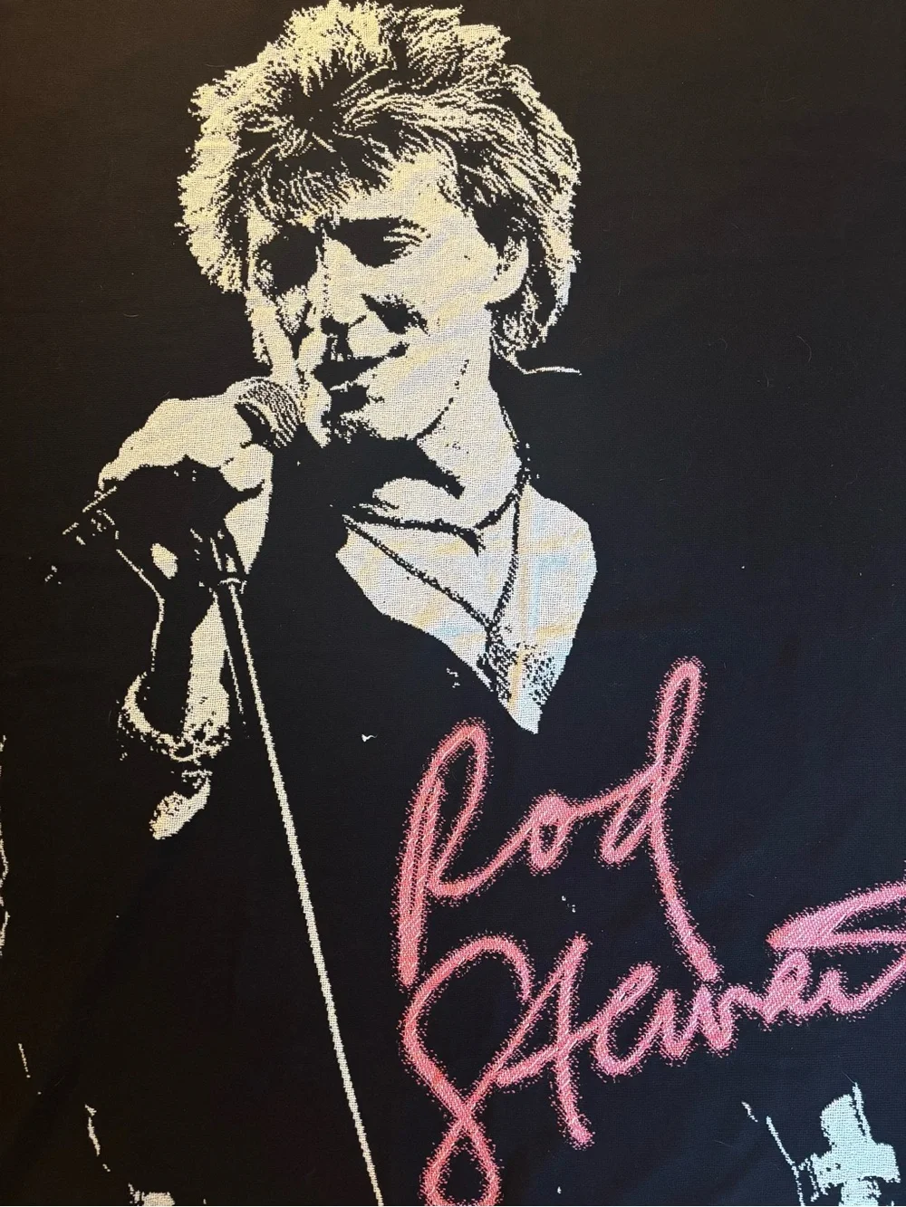 Rod Stewart Retro Style Woven Tapestry Throw Blanket Rock Band Merch Cabincore